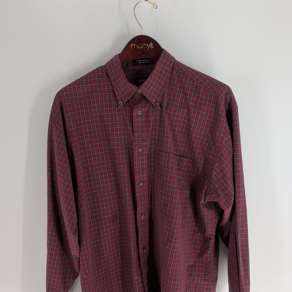 Nordstrom Long Sleeve Plaid Classic‎ Western Button-Down Shirt Red Size L
